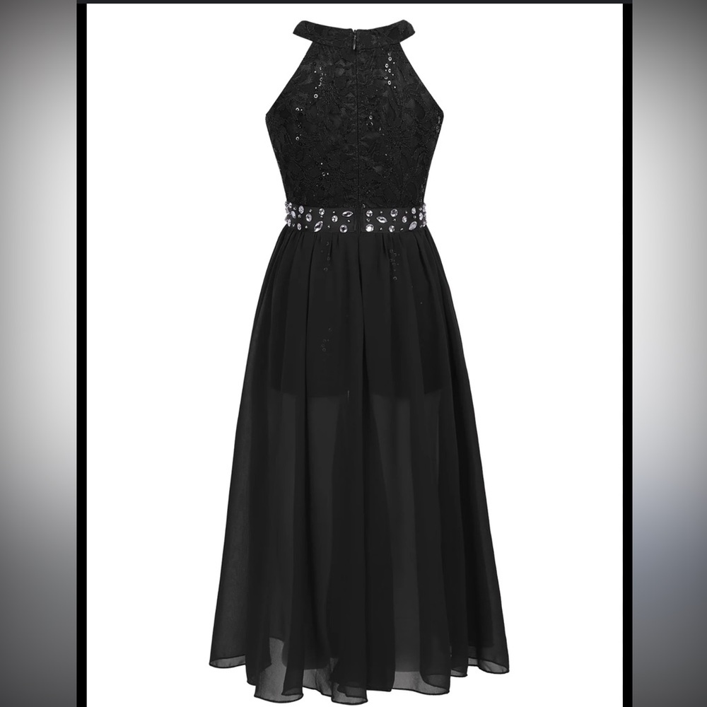Elegant Black Chiffon Formal Dress for Kids